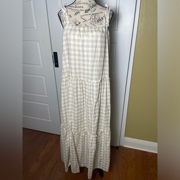 Charlie Holiday Lottie Maxi Tiered Gingham Dress Size 4 Cotton and Linen - Picture 12 of 12